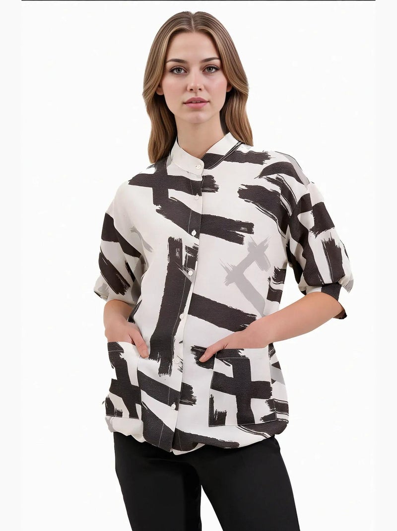 Oversized shirt met patroon bdart Zwart - Kiabi