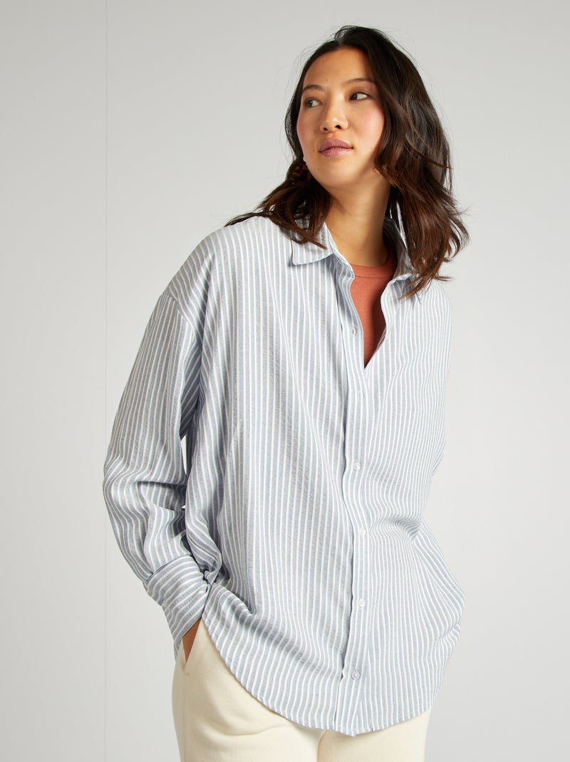 Oversized, soepelvallende blouse BLAUW - Kiabi