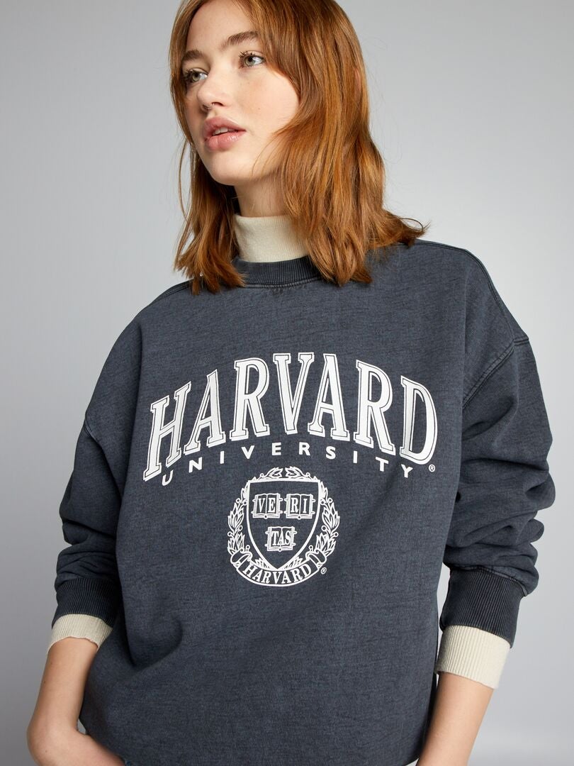 Oversized sweater met ronde hals 'Harvard' GRIJS - Kiabi