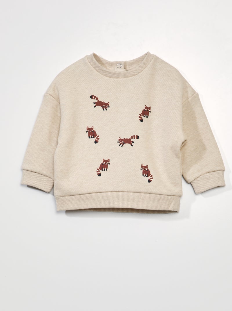 Oversized sweater van lichte joggingstof BIEGE - Kiabi