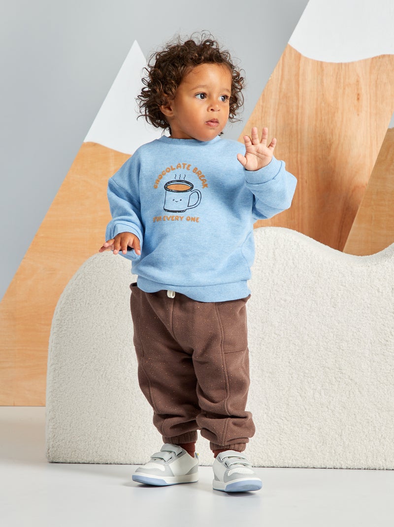 Oversized sweater van lichte joggingstof BLAUW - Kiabi
