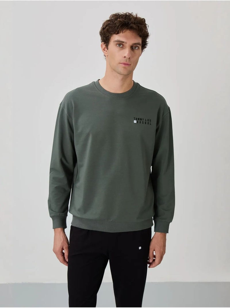Oversized sweatshirt- en broekset met ronde hals tommy Donkergroen - Kiabi