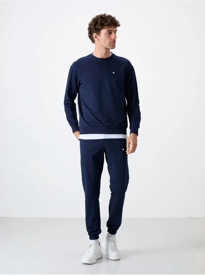 Oversized sweatshirt- en broekset met ronde hals tommy Marineblauw - Kiabi