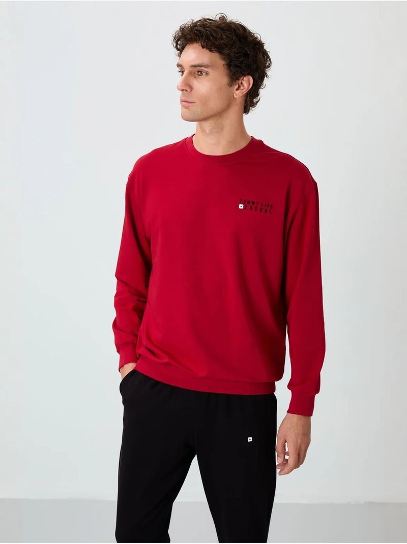 Oversized sweatshirt- en broekset met ronde hals tommy Rood - Kiabi