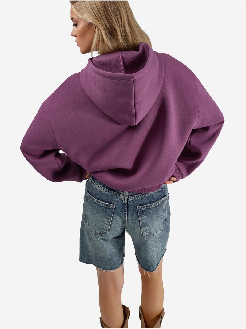 Oversized sweatshirt met print en capuchon busem Mauve - Kiabi