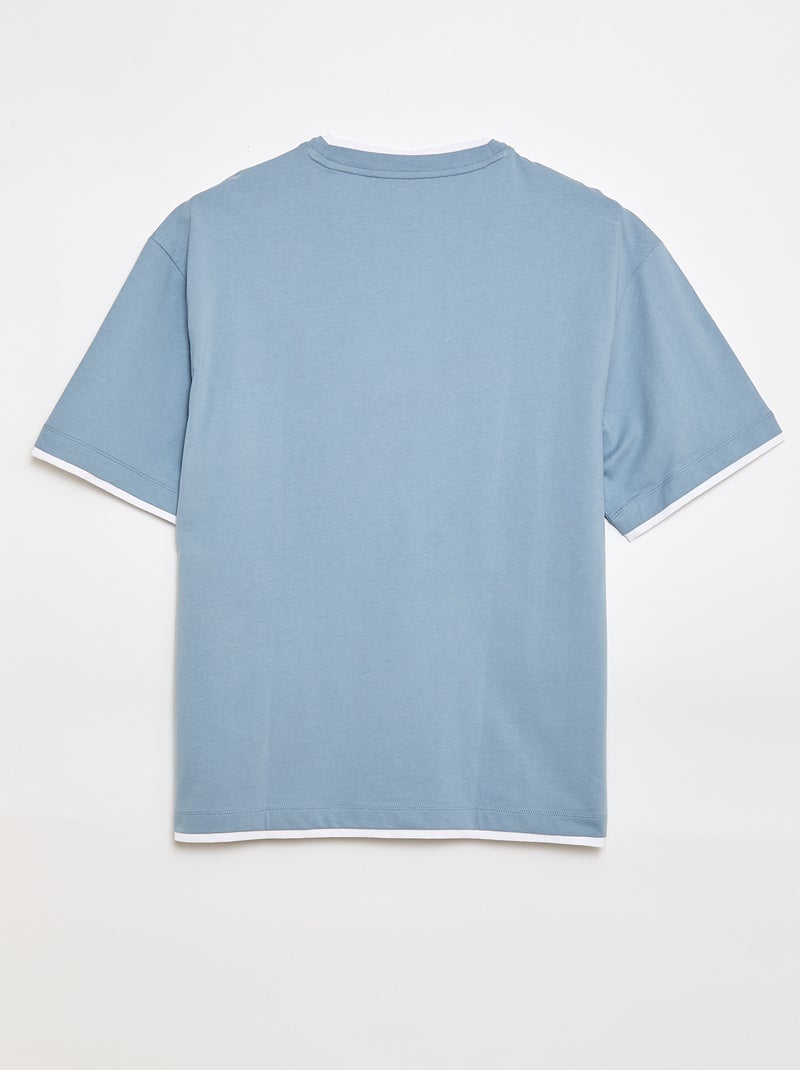 Oversized T-shirt 2-in-1 effect +1,90m Blauw - Kiabi