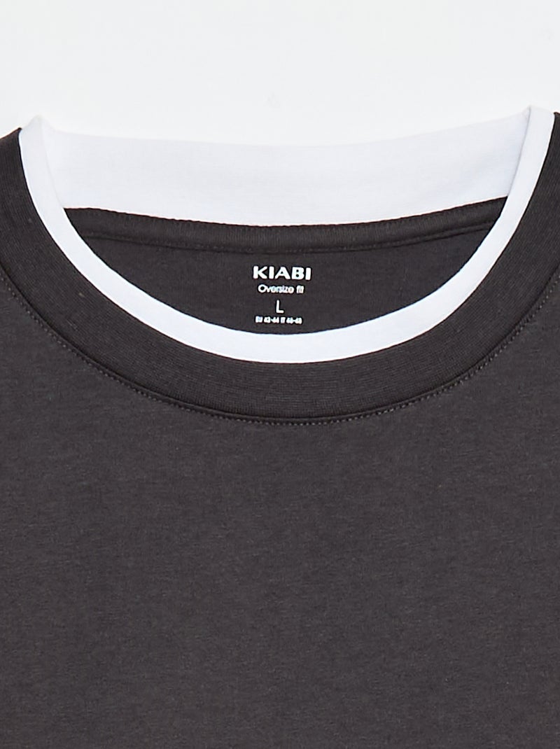 Oversized T-shirt 2-in-1 effect +1,90m Donkergrijs / Antraciet - Kiabi