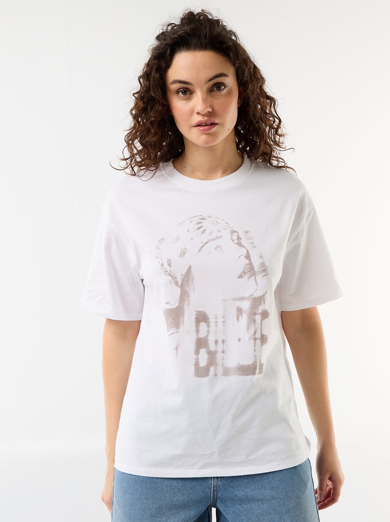 Oversized T-shirt Billie Ellish met korte mouwen Wit - Kiabi