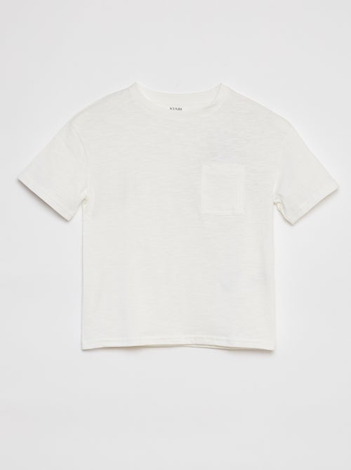 Oversized T-shirt effen T-shirt met zakje - Kiabi