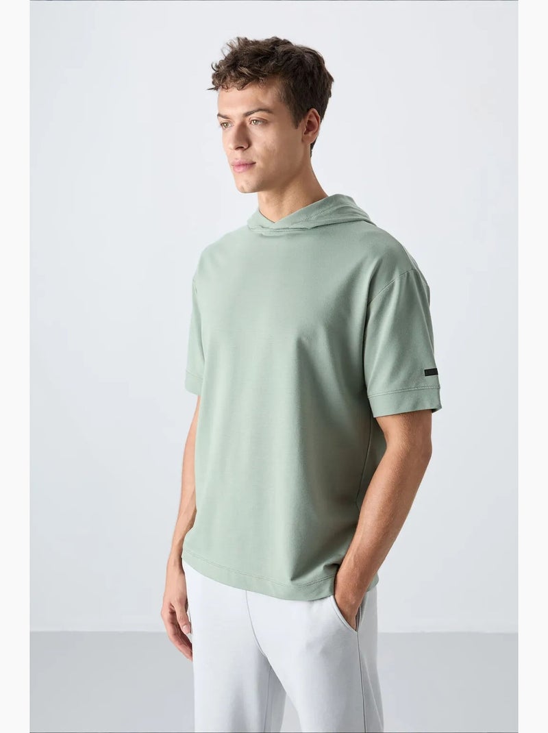 Oversized t-shirt met capuchon en patch tommy Muntgroen - Kiabi