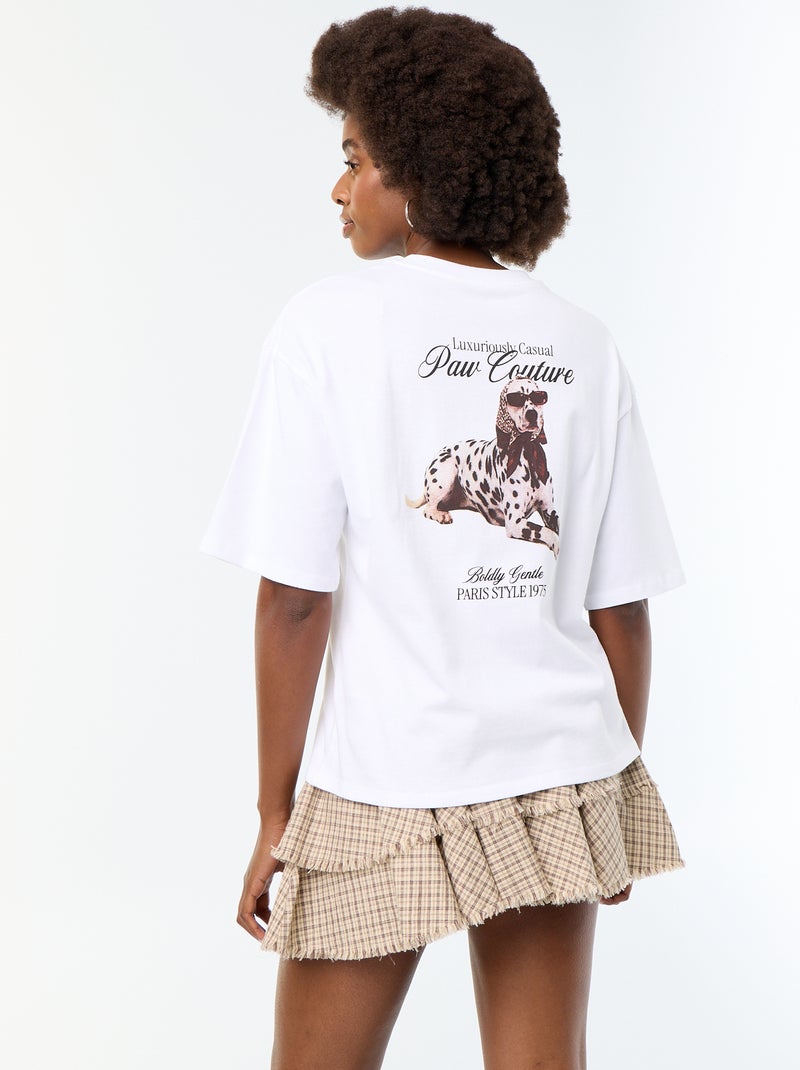 Oversized T-shirt met dalmatiërprint Wit - Kiabi