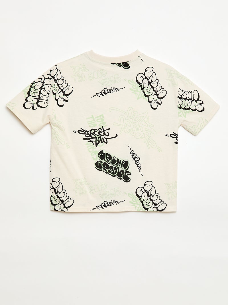 Oversized T-shirt met fantasieprint Wit - Kiabi