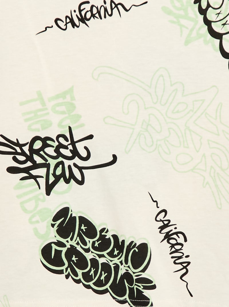 Oversized T-shirt met fantasieprint Wit - Kiabi