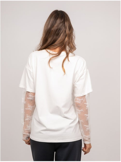 Oversized t-shirt met kanten mouwen falea - Kiabi