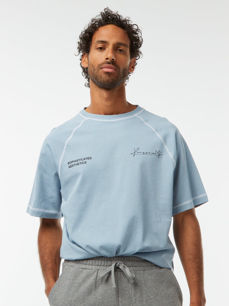 Oversized T-shirt met korte mouwen Blauw - Kiabi