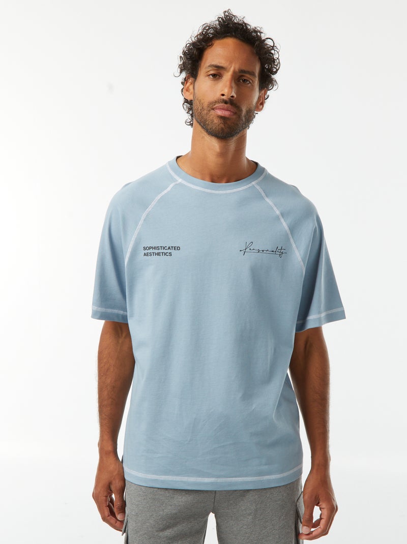 Oversized T-shirt met korte mouwen Blauw - Kiabi