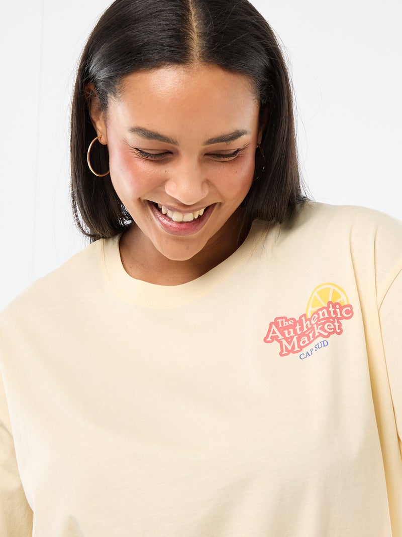 Oversized T-shirt met korte mouwen Geel - Kiabi