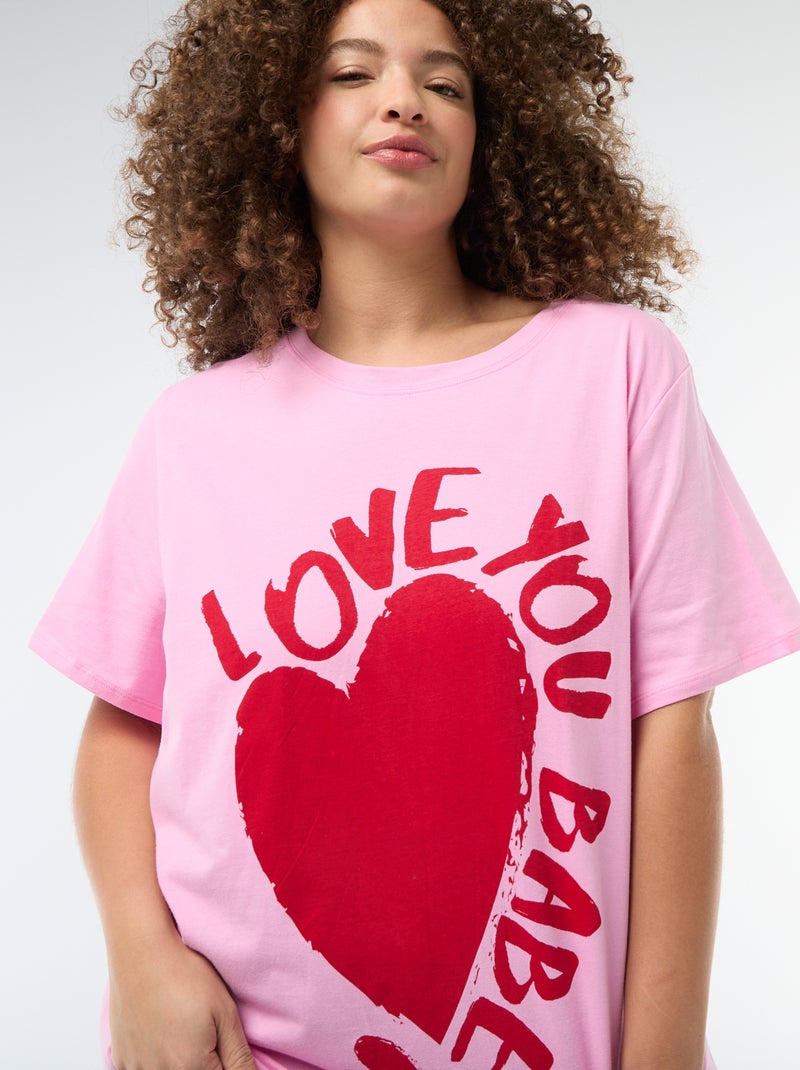 Oversized T-shirt met korte mouwen Rose - Kiabi