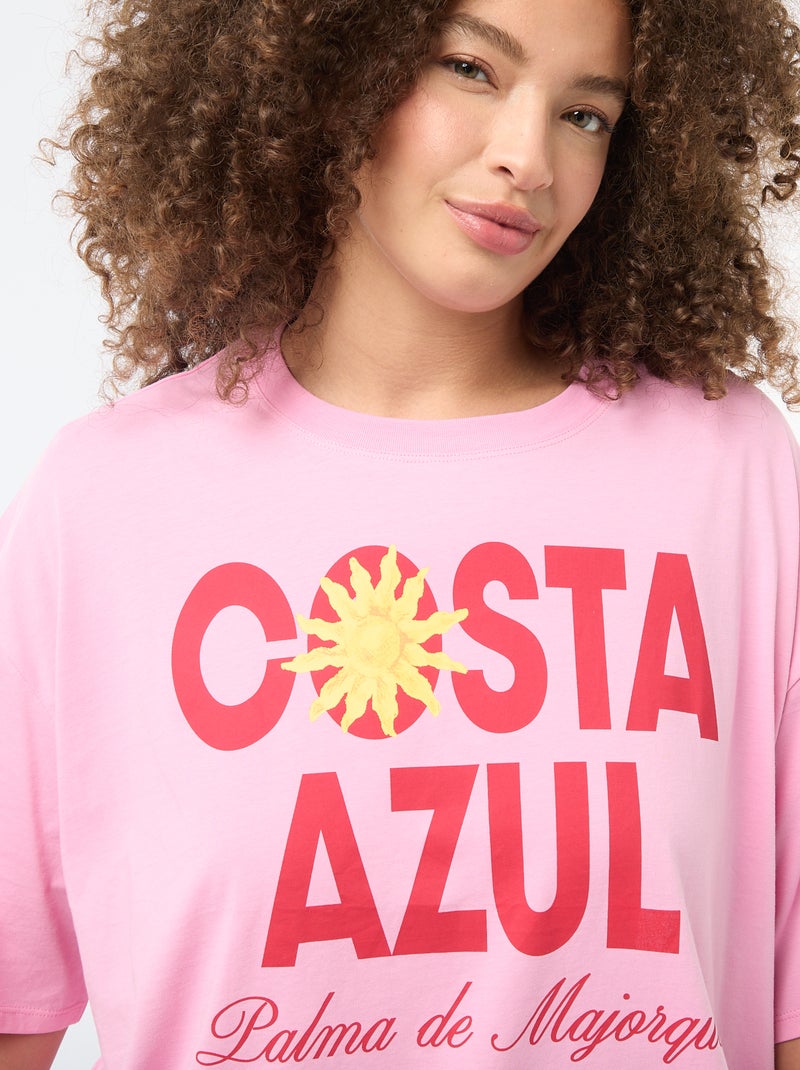 Oversized T-shirt met korte mouwen Rose - Kiabi