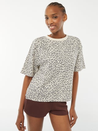 Oversized T-shirt met luipaardprint