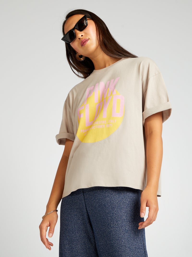 Oversized T-shirt met 'Pink Floyd'-print GRIJS - Kiabi