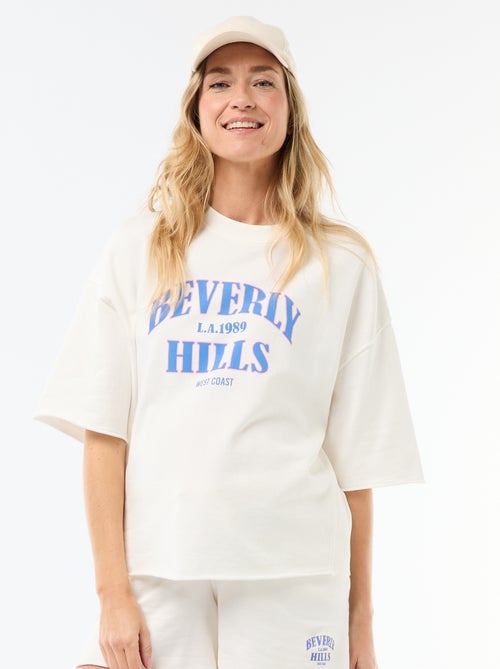 Oversized T-shirt met print en korte mouwen - Kiabi