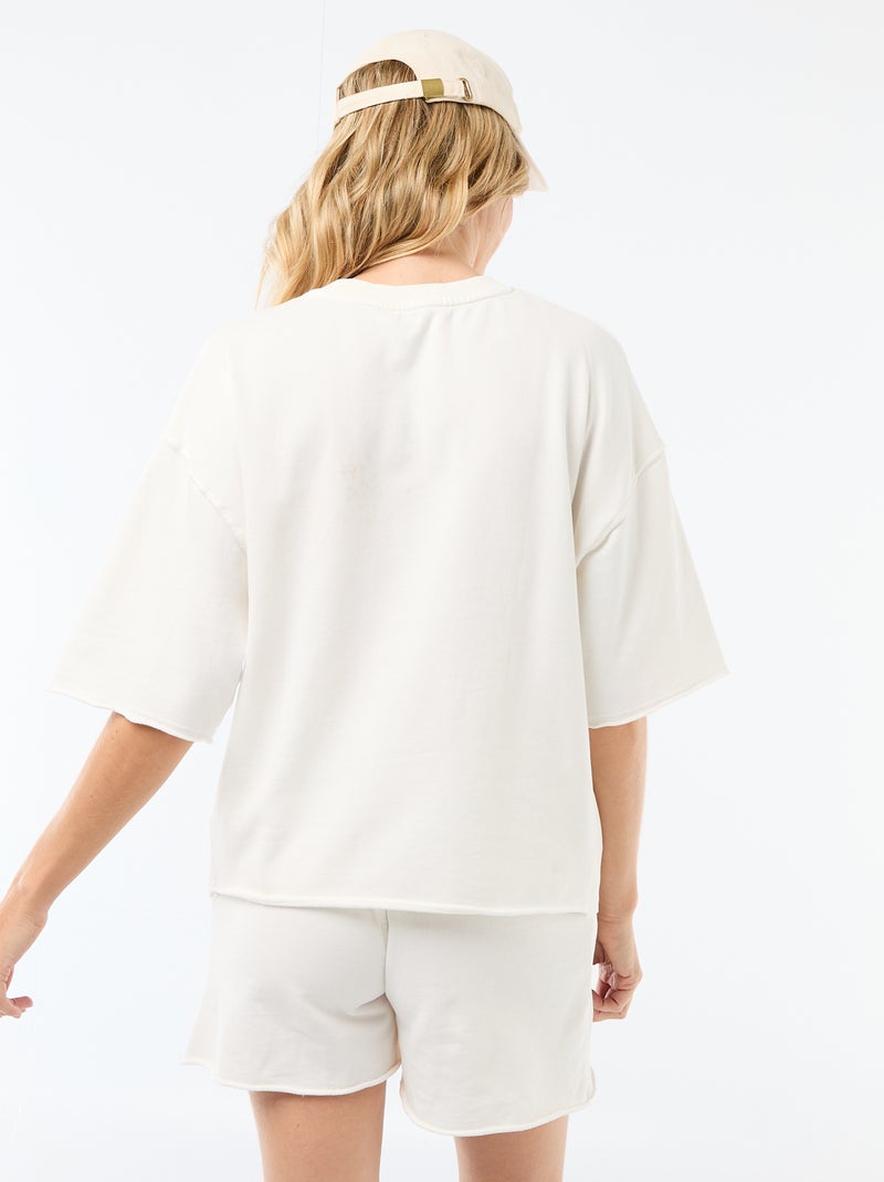 Oversized T-shirt met print en korte mouwen Wit - Kiabi