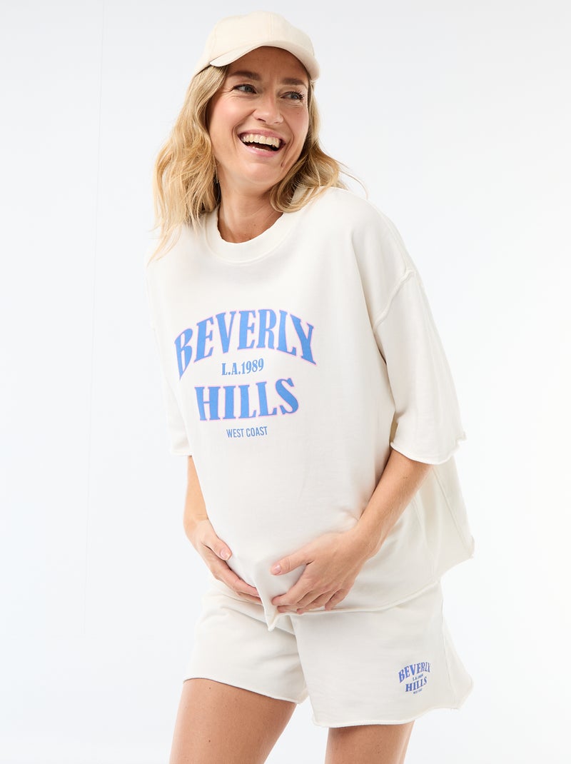 Oversized T-shirt met print en korte mouwen Wit - Kiabi