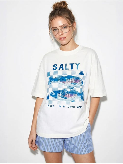 Oversized t-shirt met print en ronde hals lucci - Kiabi