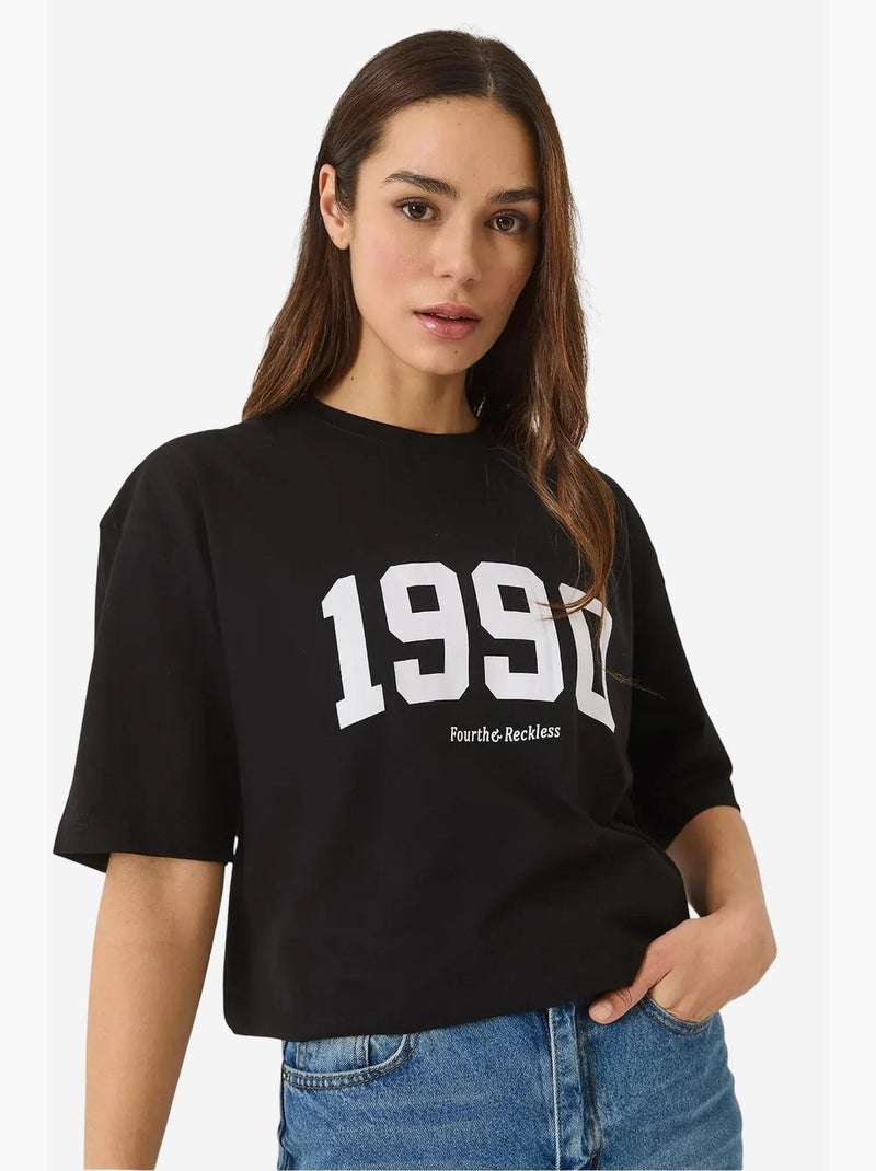 Oversized t-shirt met print en ronde hals lucci Zwart - Kiabi