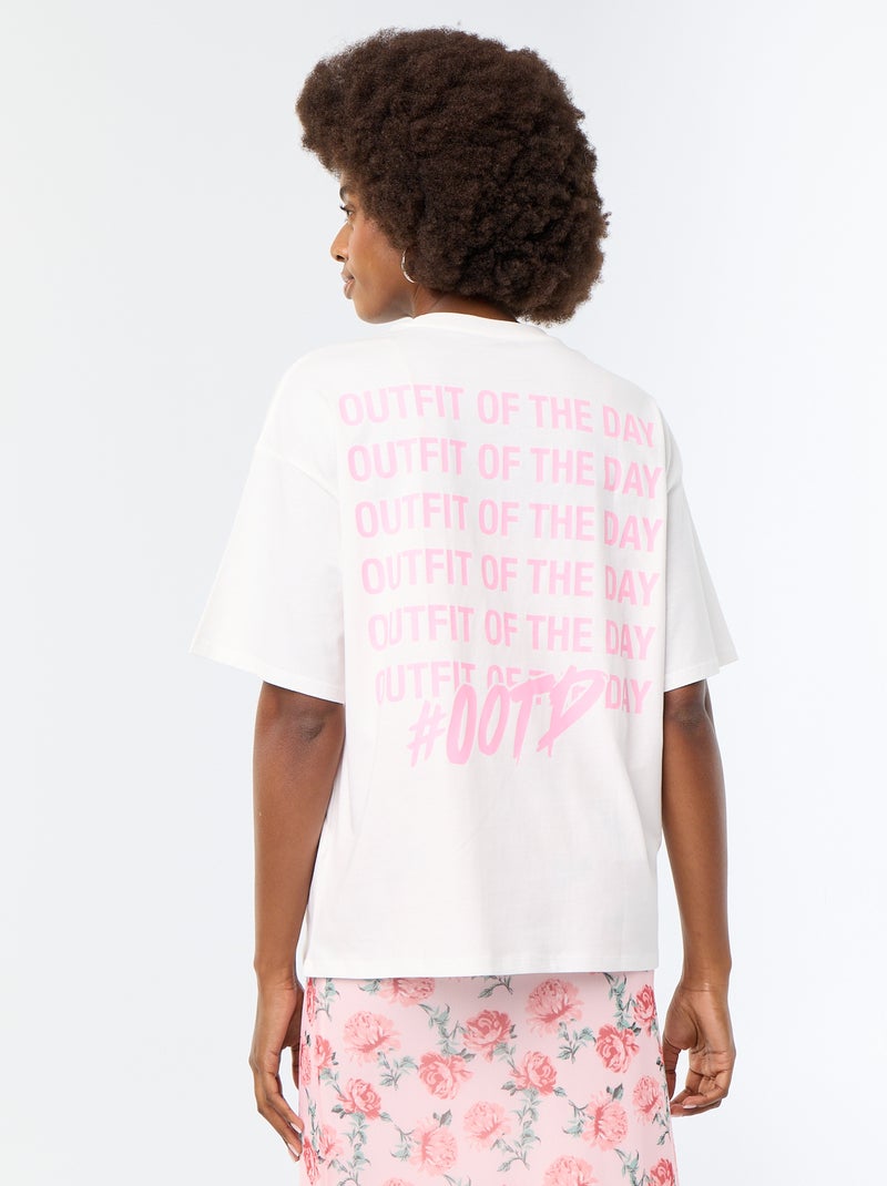 Oversized T-shirt met print op de rug Wit - Kiabi
