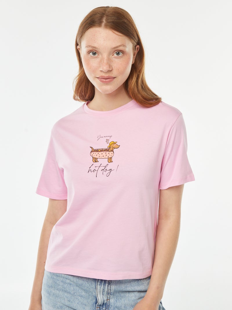 Oversized T-shirt met print vooraan Rose - Kiabi