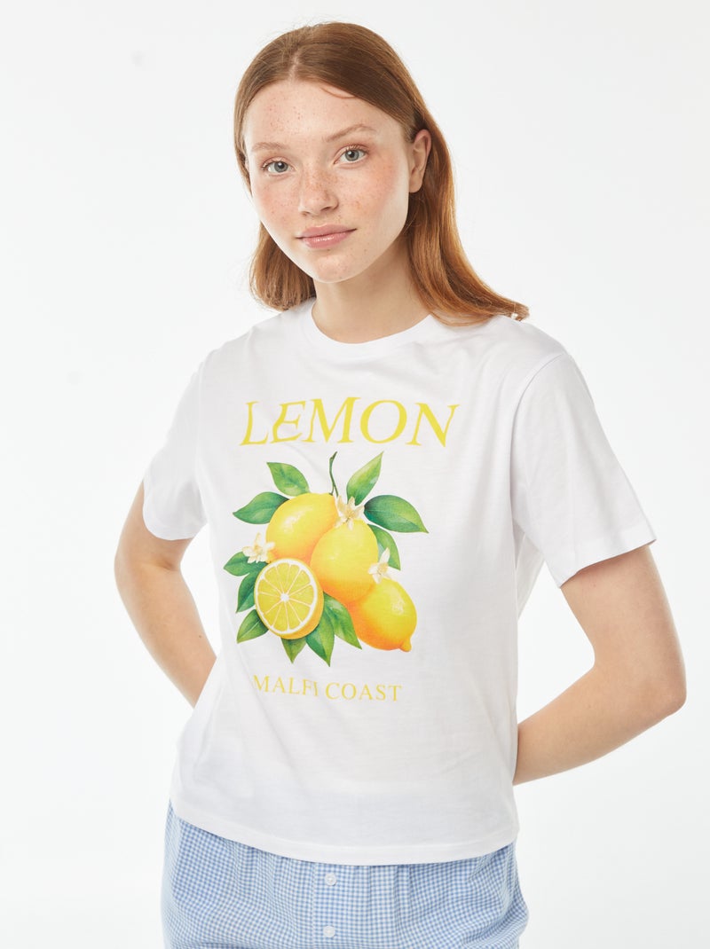 Oversized T-shirt met print vooraan Wit - Kiabi