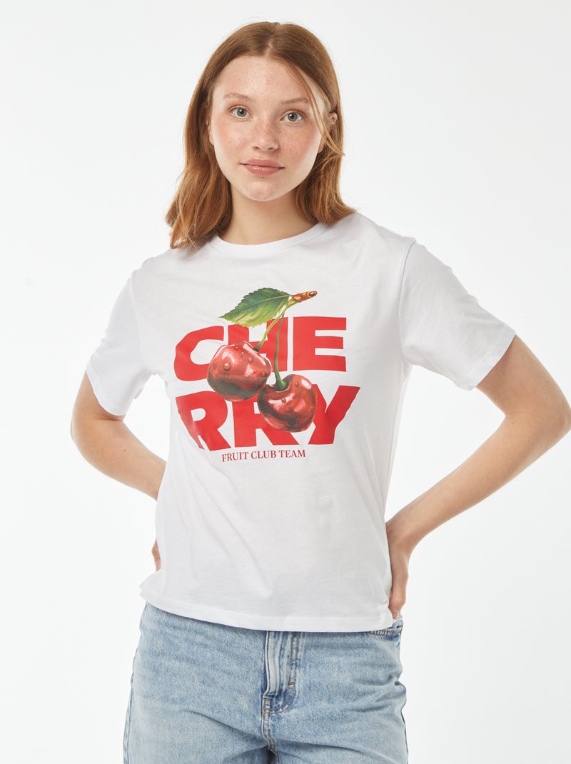 Oversized T-shirt met print vooraan Wit - Kiabi