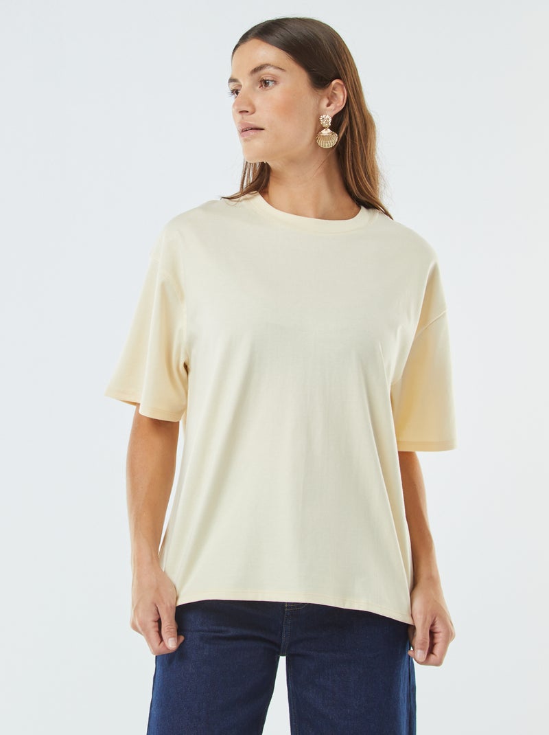 Oversized T-shirt met ronde hals Biege - Kiabi