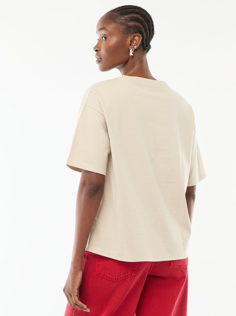 Oversized T-shirt met ronde hals Biege - Kiabi