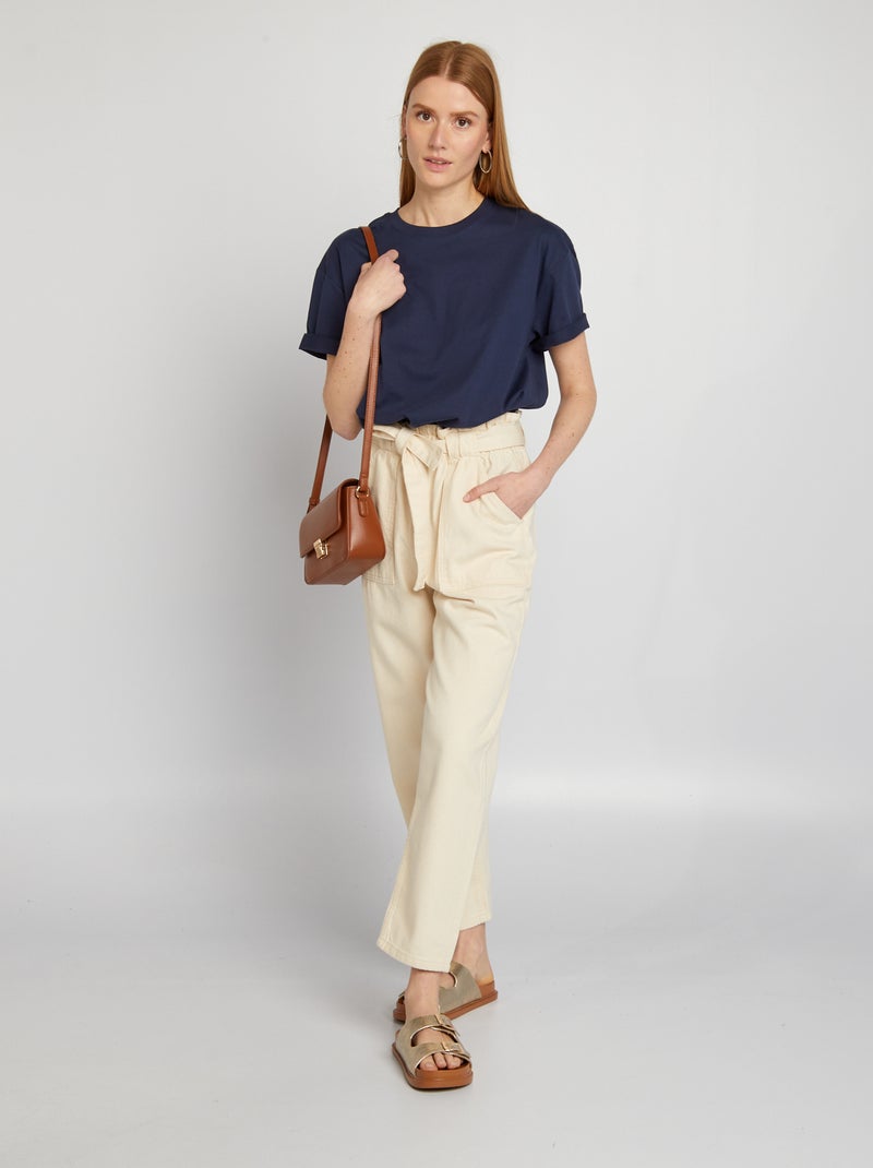 Oversized T-shirt met ronde hals blauw - Kiabi