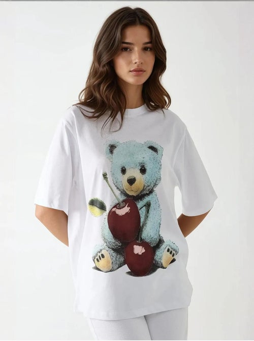 Oversized t-shirt met ronde hals en print hiccup - Kiabi