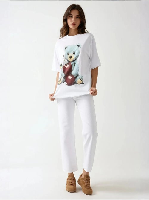 Oversized t-shirt met ronde hals en print hiccup - Kiabi