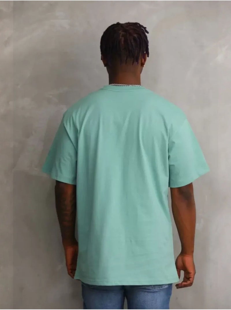 Oversized t-shirt met ronde hals en print janes Muntgroen - Kiabi