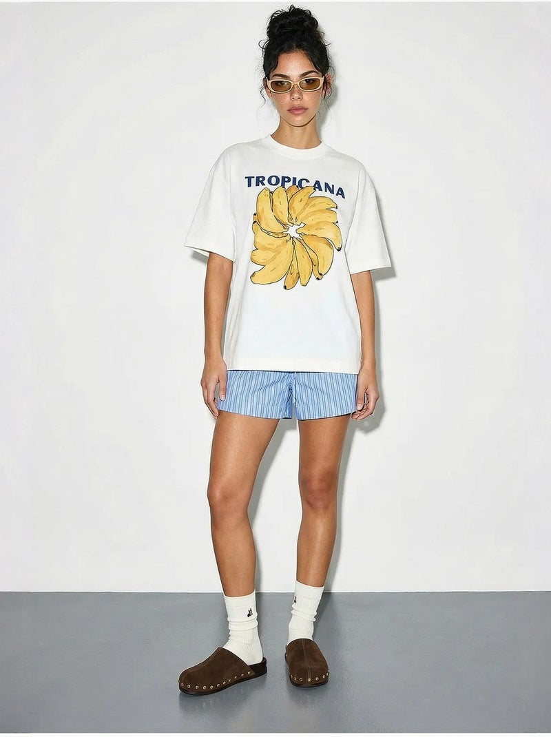Oversized t-shirt met ronde hals en print lucci Wit - Kiabi