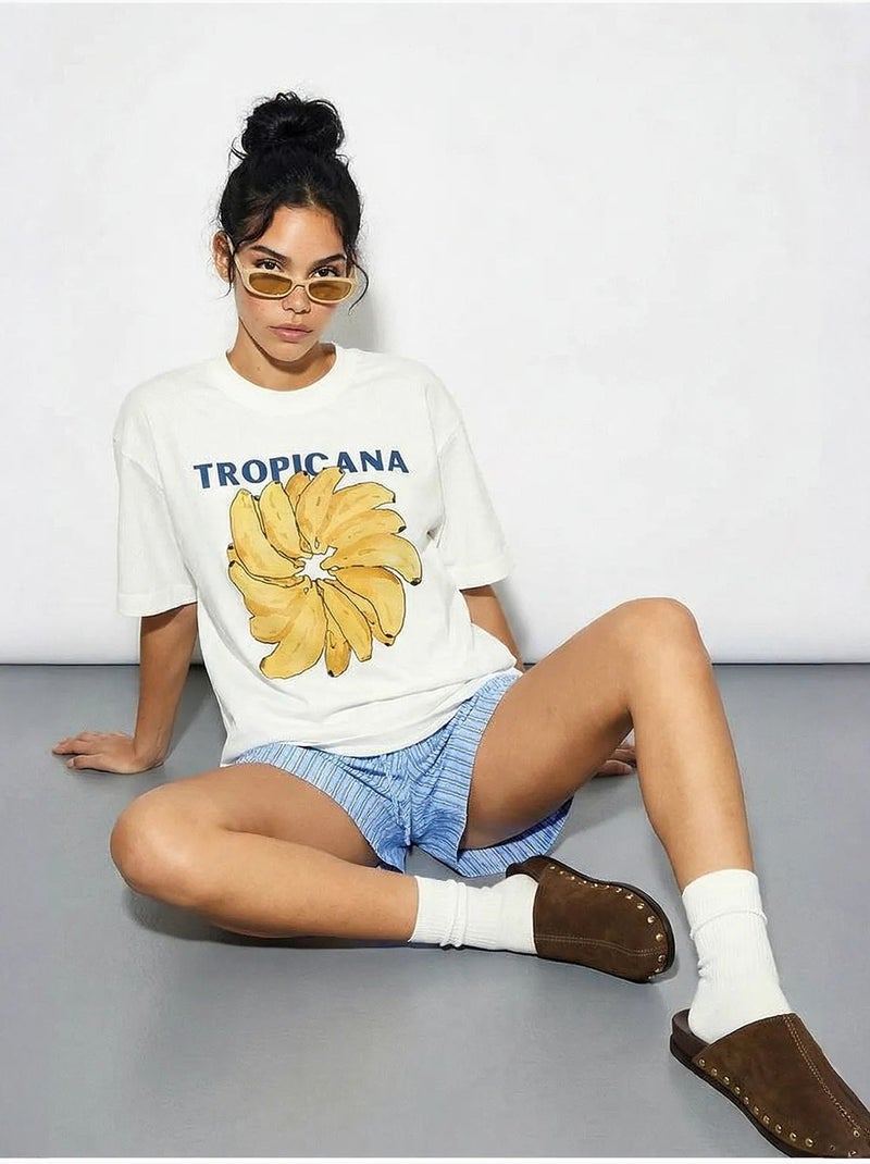 Oversized t-shirt met ronde hals en print lucci Wit - Kiabi