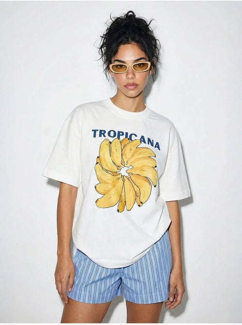 Oversized t-shirt met ronde hals en print lucci - Kiabi