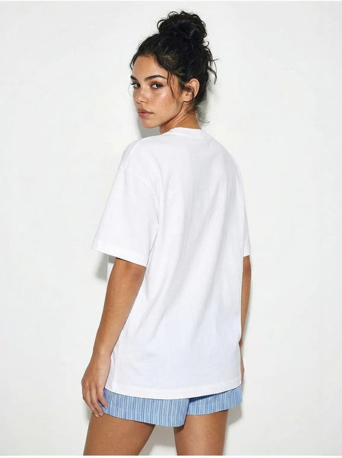 Oversized t-shirt met ronde hals en print lucci - Kiabi