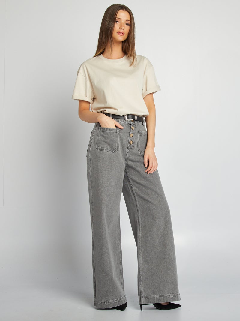 Oversized T-shirt met ronde hals GRIJS - Kiabi
