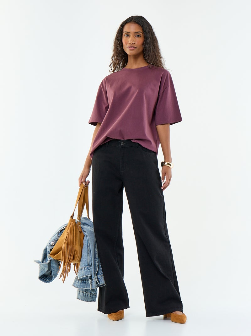 Oversized T-shirt met ronde hals Paars - Kiabi