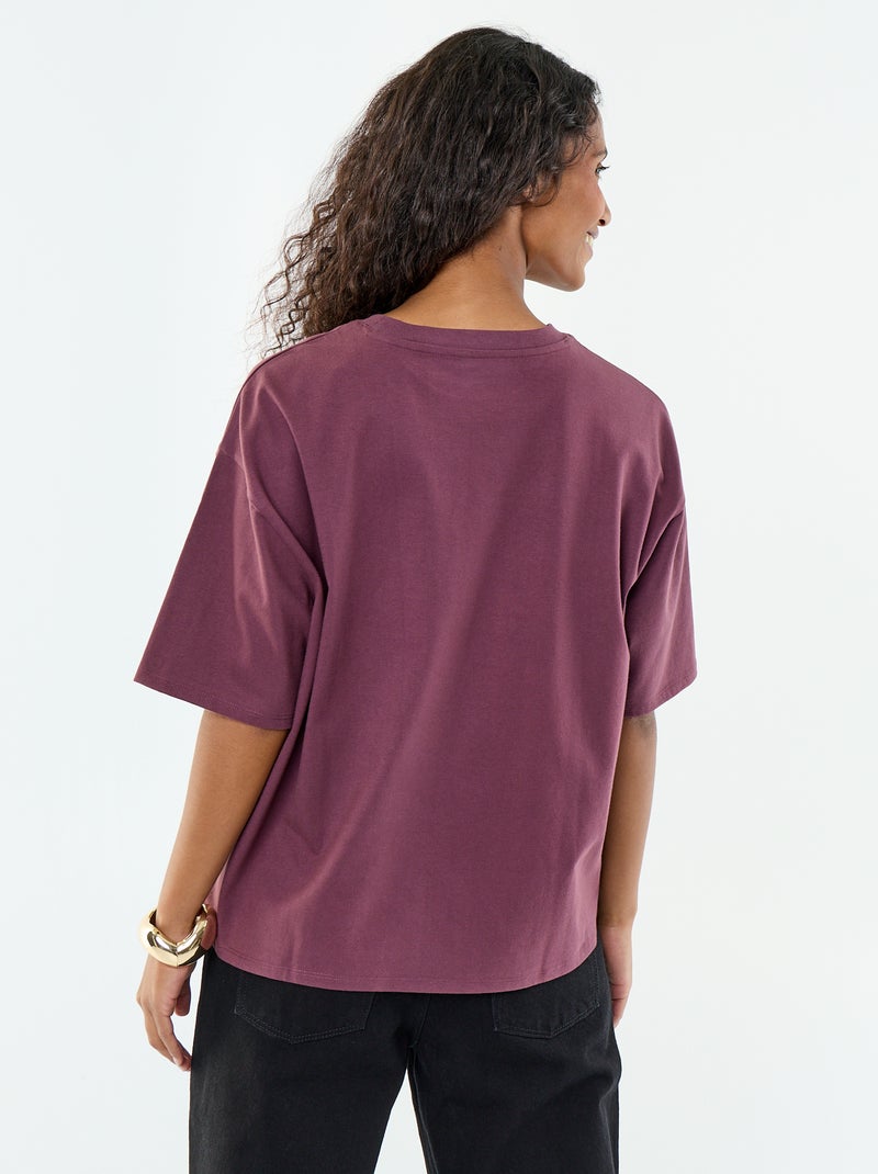 Oversized T-shirt met ronde hals Paars - Kiabi