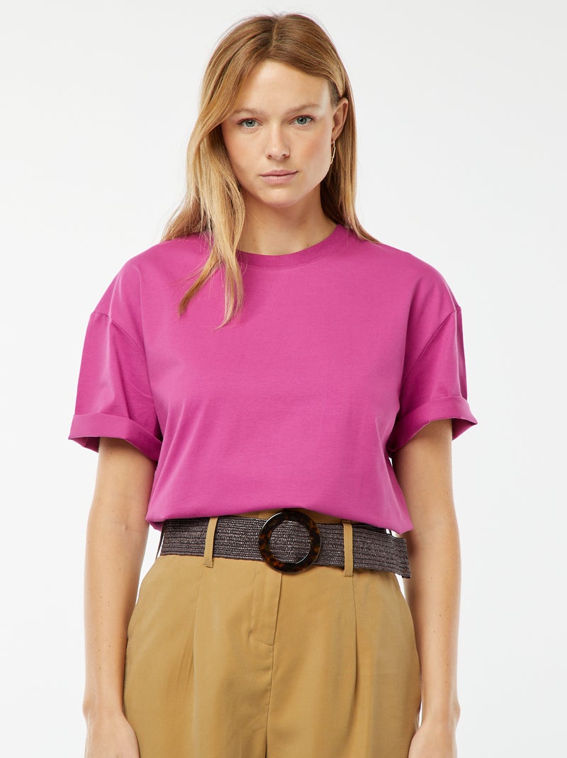 Oversized T-shirt met ronde hals Rose - Kiabi