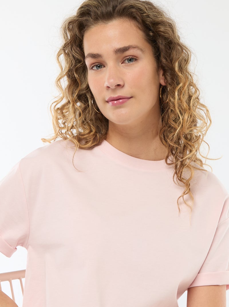 Oversized T-shirt met ronde hals Rose - Kiabi