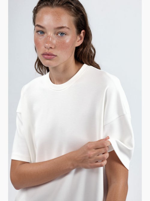 Oversized t-shirt met ronde hals van gebreide stof met modal-touch hiccup - Kiabi
